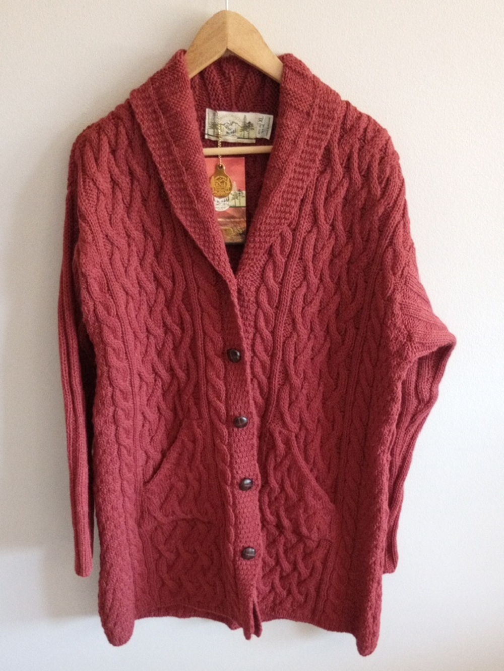 NWT Aran Crafts 50th Anniversary Alpaca Merino Wool Cardigan Size XL